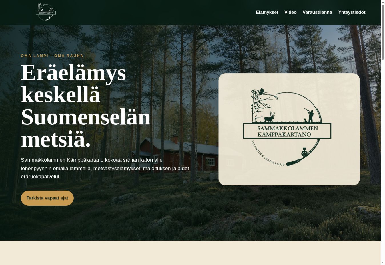 Kämppäkartano: etusivun kuvakaappaus